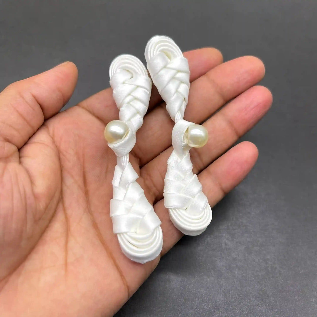 Braided Lattice Pearl Frog Closure Button