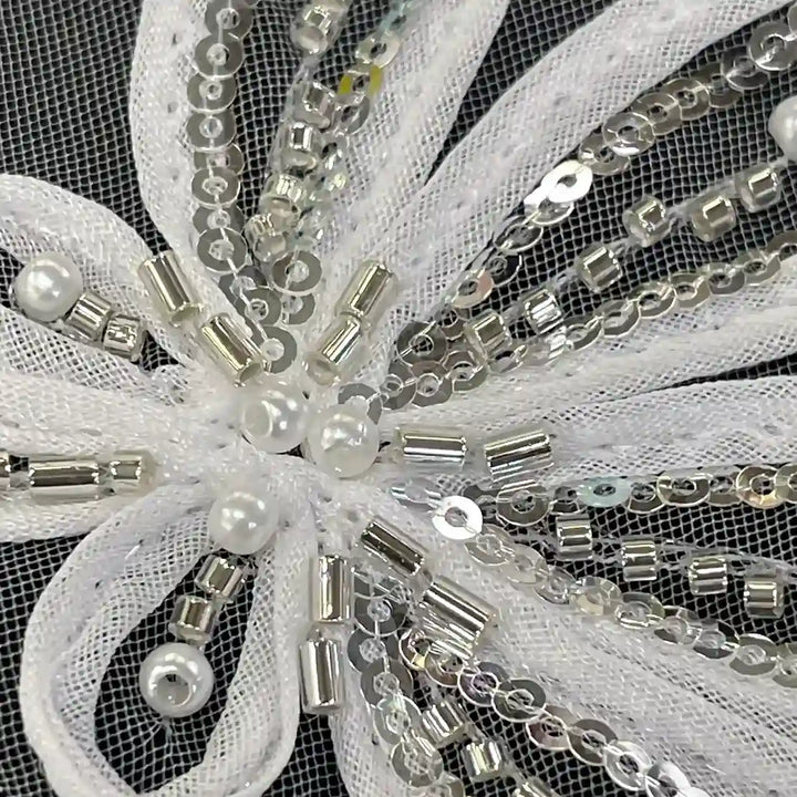Artisanal Pearl-Encrusted Dual-Bloom Vine Patch