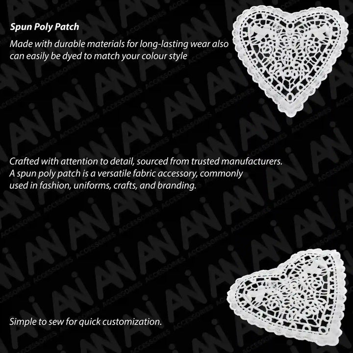 Cut Work Heart Shape Spun Poly Patch