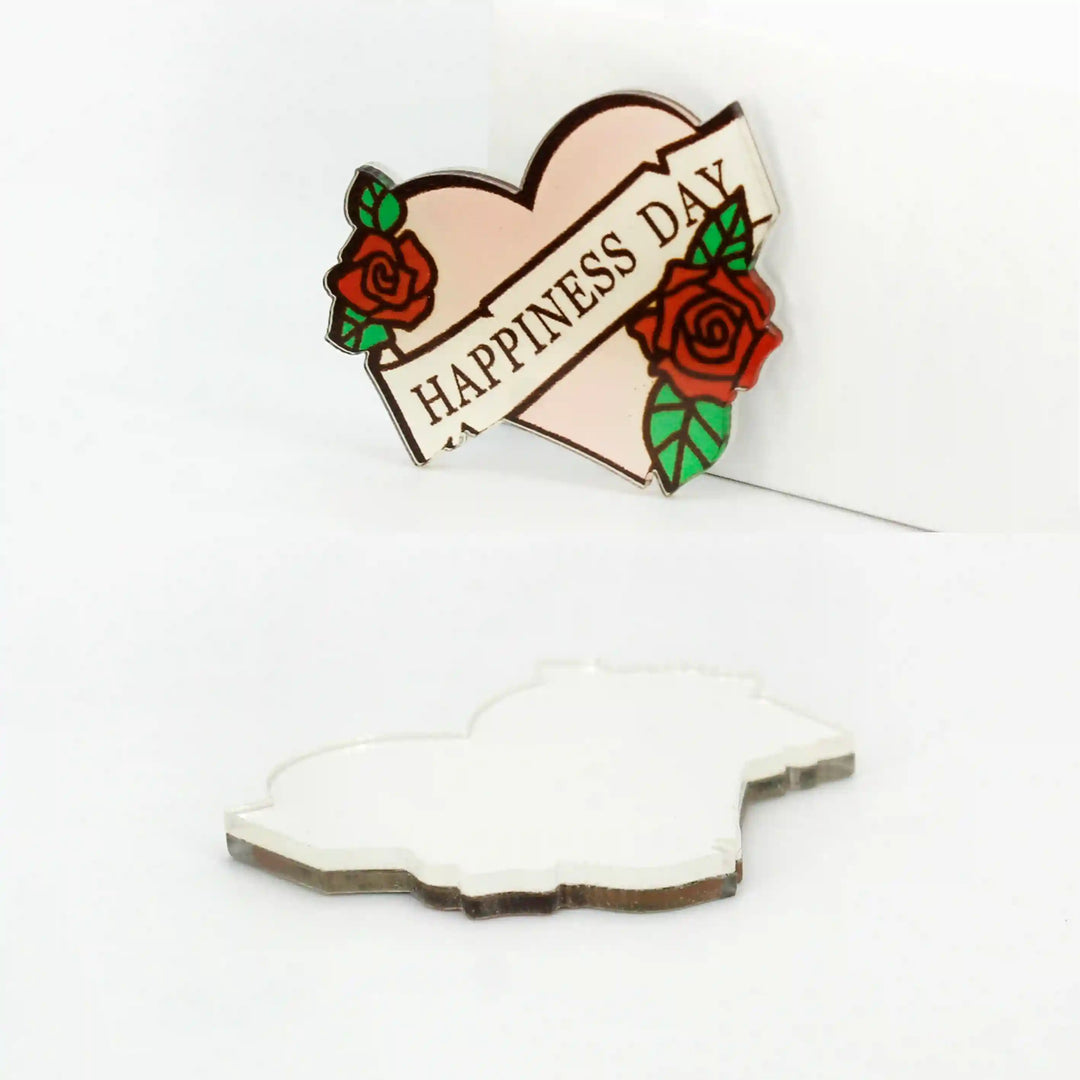 Happiness Day Heart Brooch Pin
