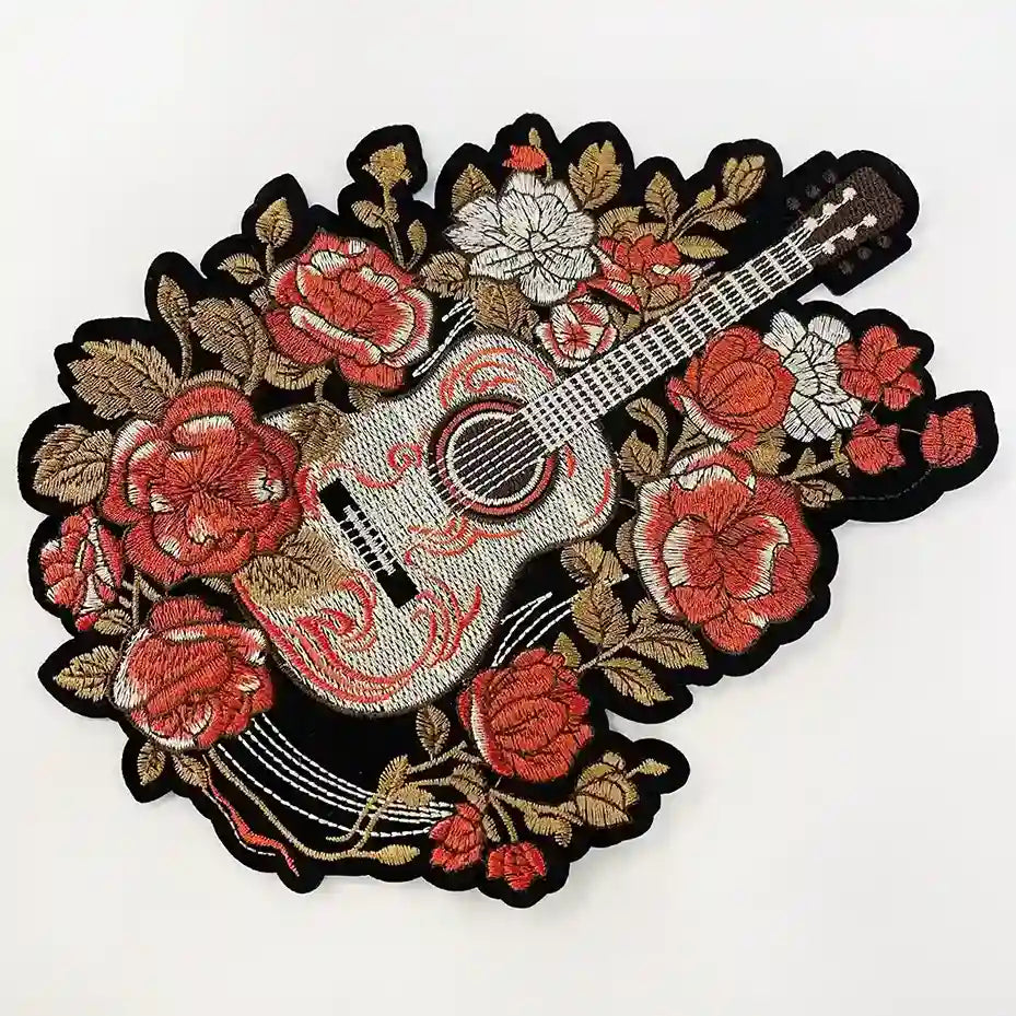 Vertical Floral Guitar Hot-Fix Patch