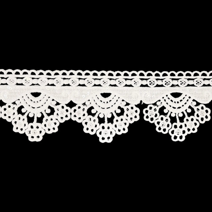 Multiple Flower Sequins Lace Design | 2 Meter