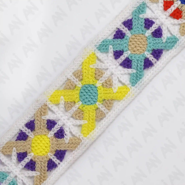 Cross Circle Crochet Multicolor Lace | 2 Meter