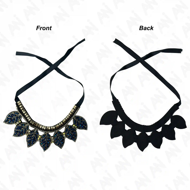 Beaded Leaf Round Neckline