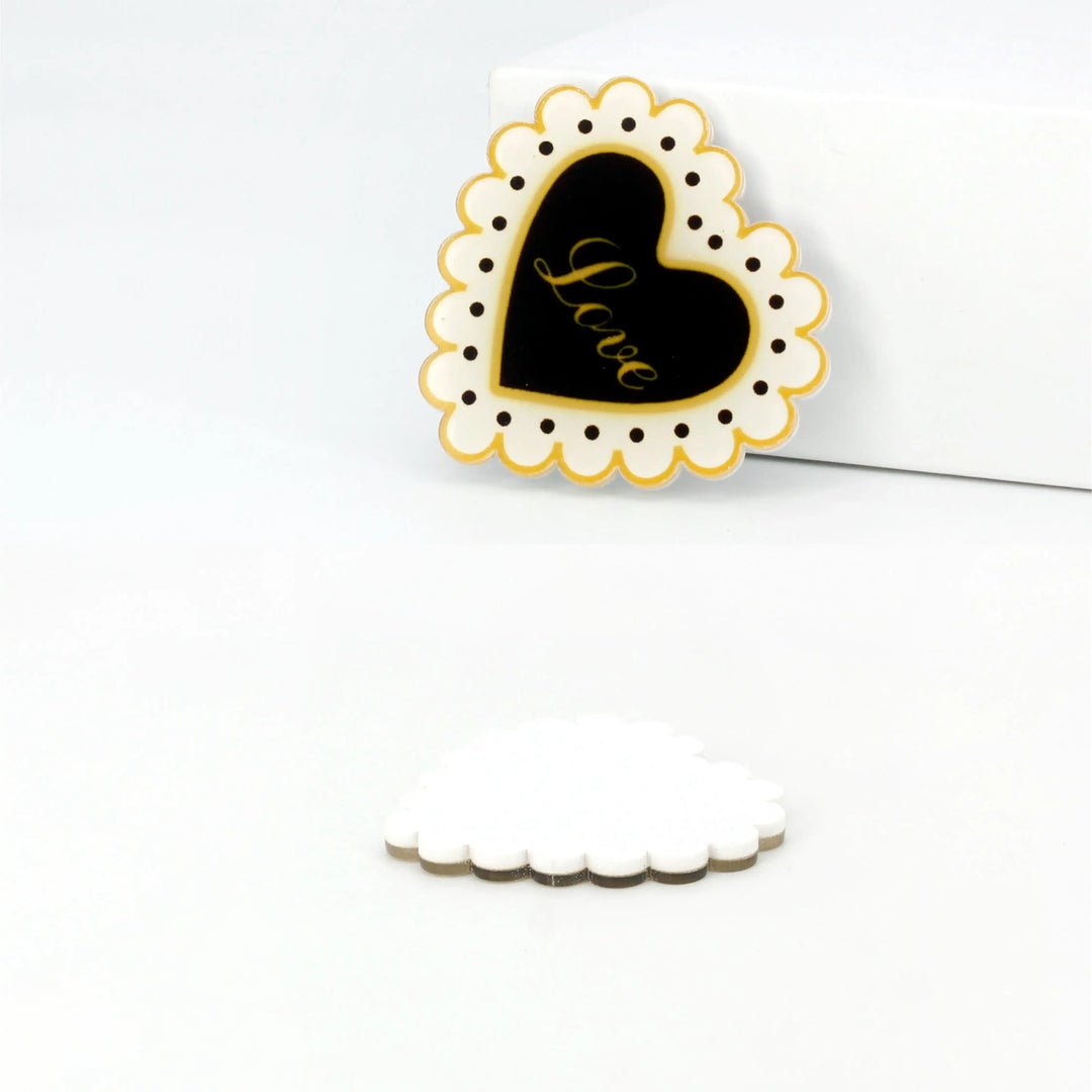 Polka Dot Heart Brooch Pin