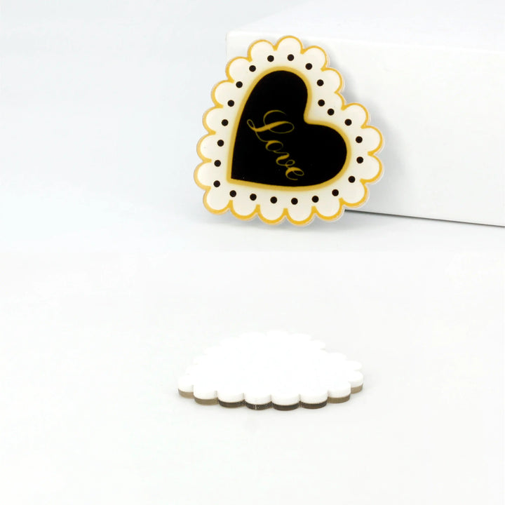 Polka Dot Heart Brooch Pin