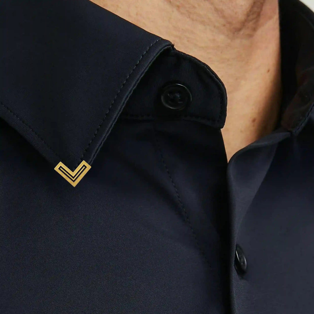Textured Gold Enamel Chevron Collartips