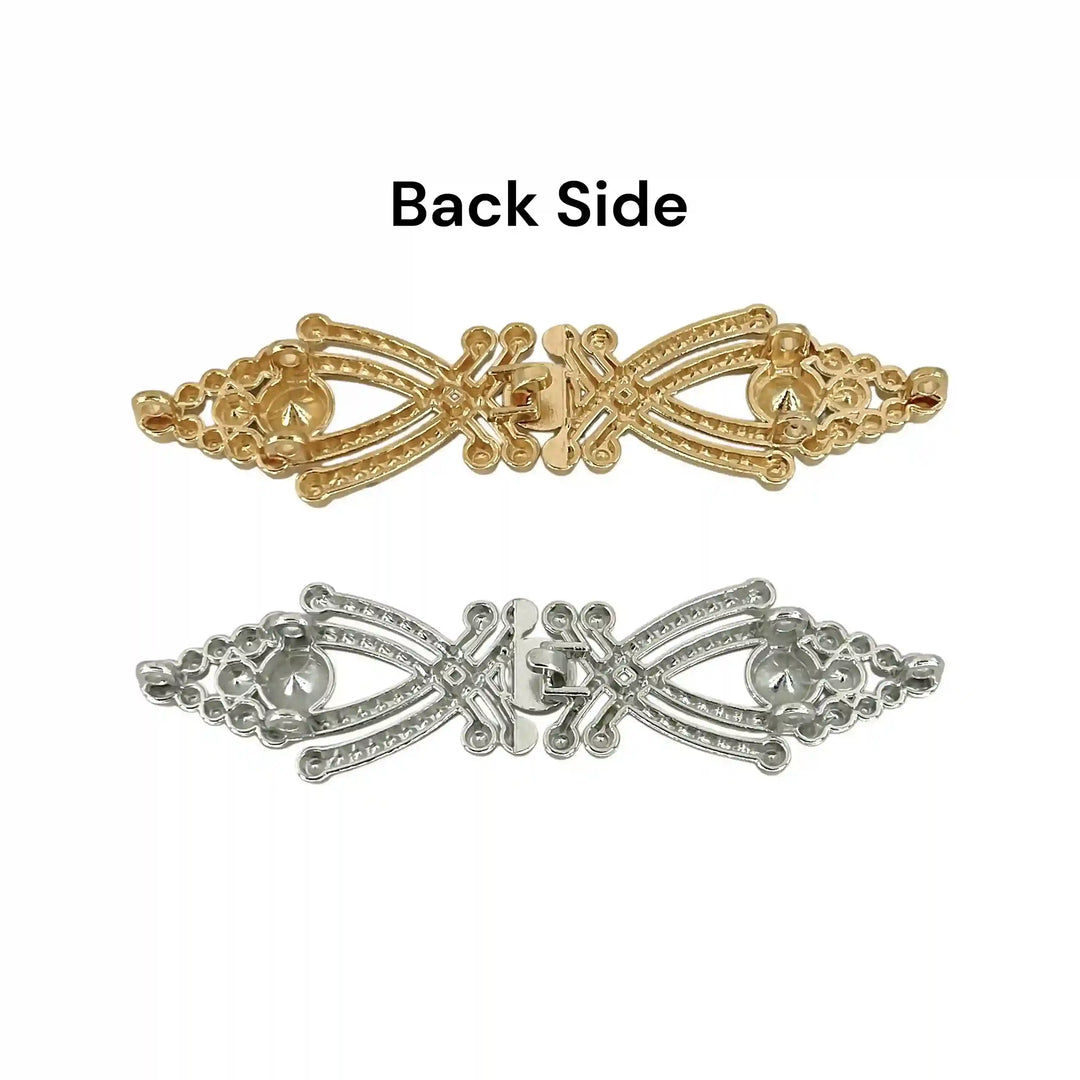Crystal-Encrusted Metal Frog Closure Buttons