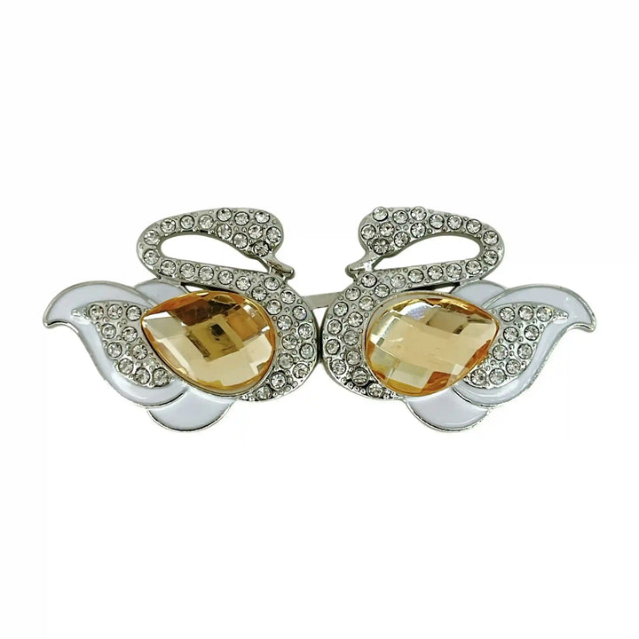 Jeweled Majesty Swan Metal Frog Closure Buttons