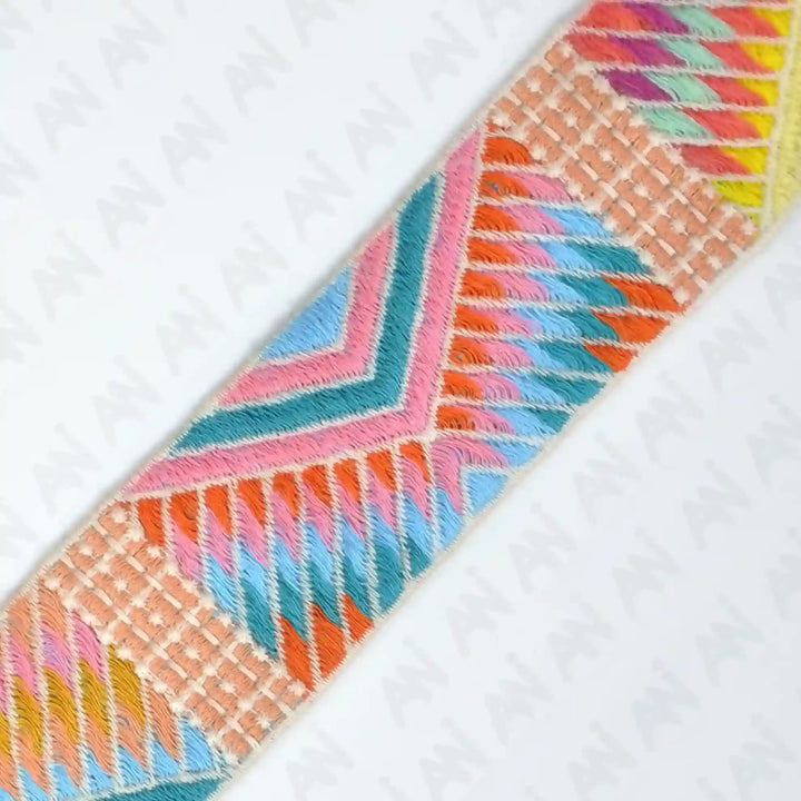Multicolor Geometric Crochet Lace | 2 Meter