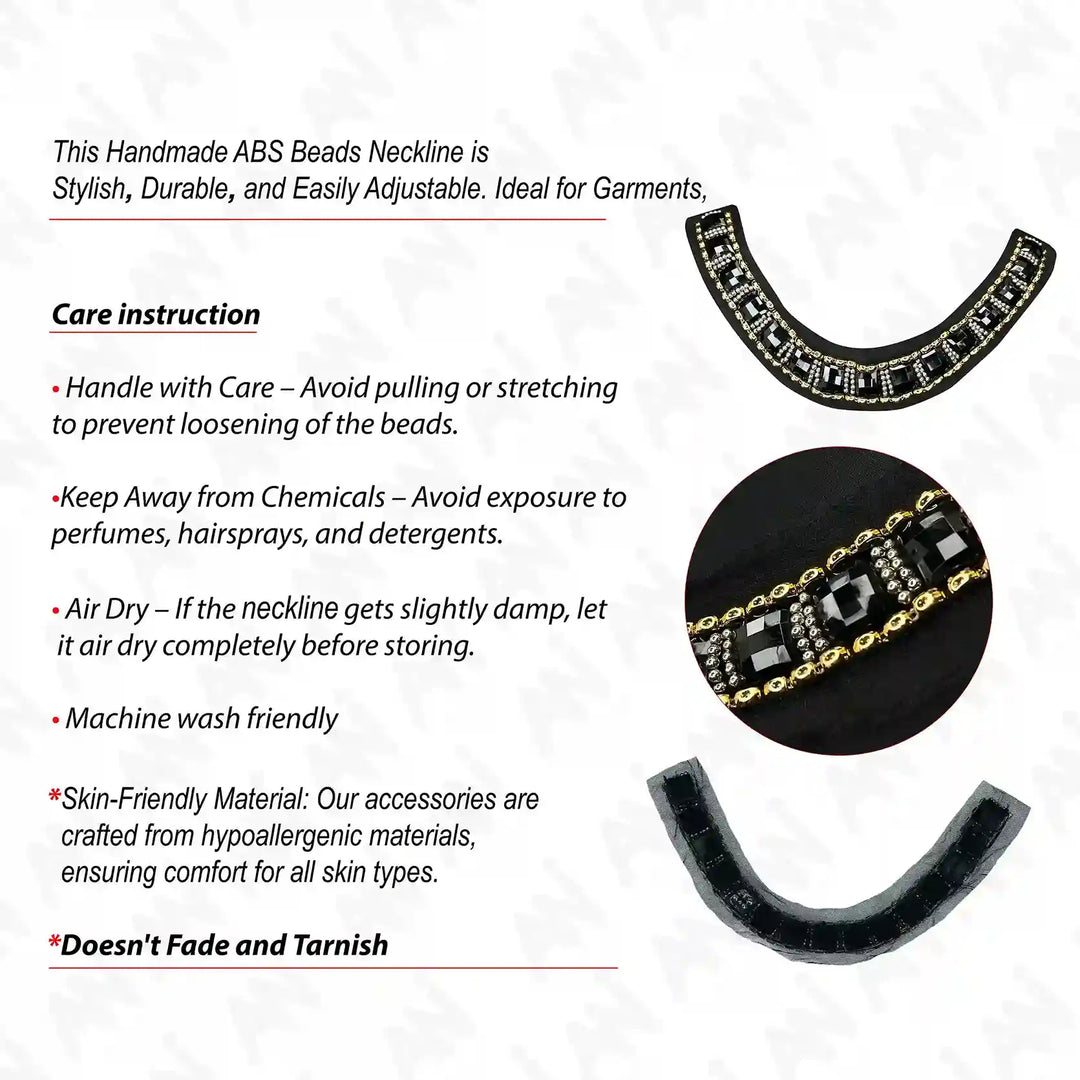 Black and Gold Crystal Round Neckline