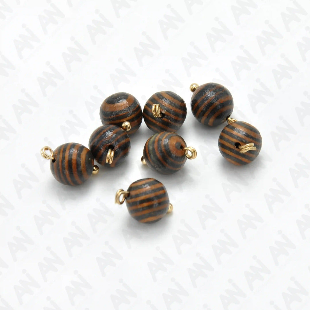 Striped Wooden Shank Buttons | 10mm