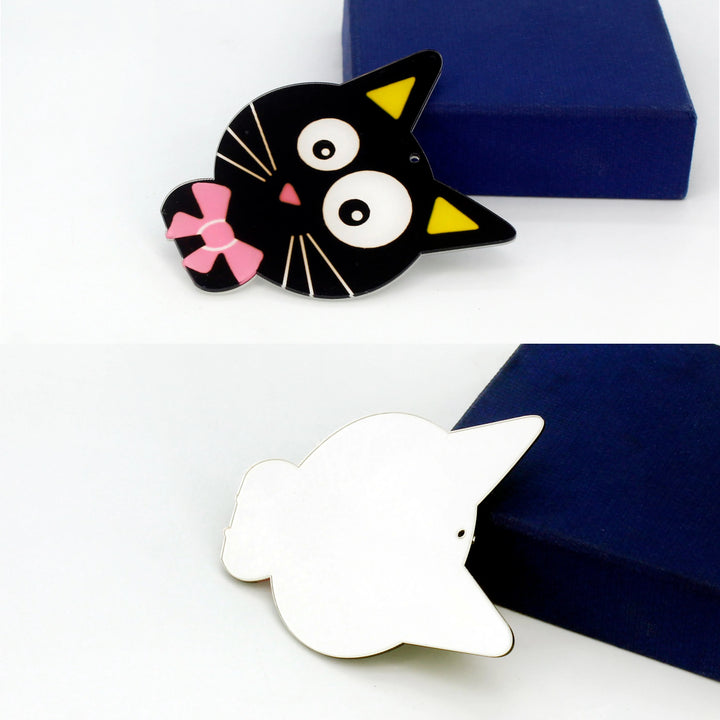 Whimsical Black Cat Pin Brooch