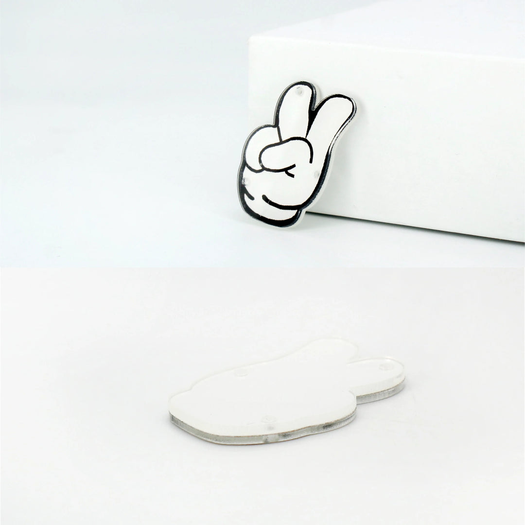 Peace Gesture Acrylic Pin Brooch