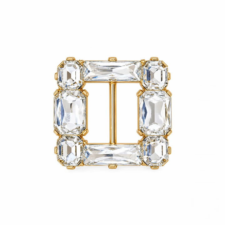 Emerald Cut Crystal Studded Square Belt Buckle