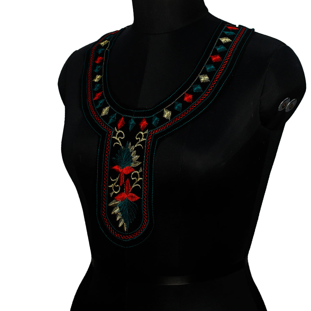 Jewel-Tone Neckline with floral design