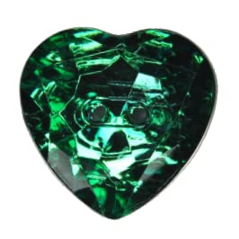 Radiant Dark Green Crystal Heart-Shaped Acrylic Buttons