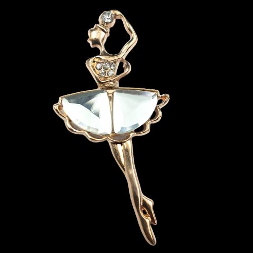 Elegant Dancing Lady Silver Diamond Brooch