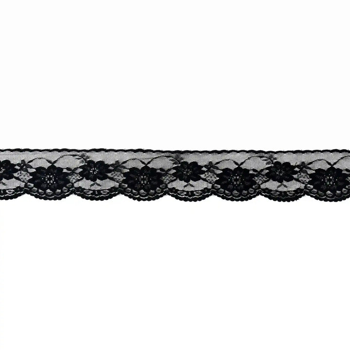 Black Scalloped Floral Lace | 5 Meters | SKU-B-4