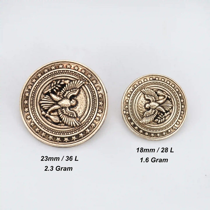 Imperial Eagle Wing Metal Buttons | 18mm(28L) & 23mm(36L)