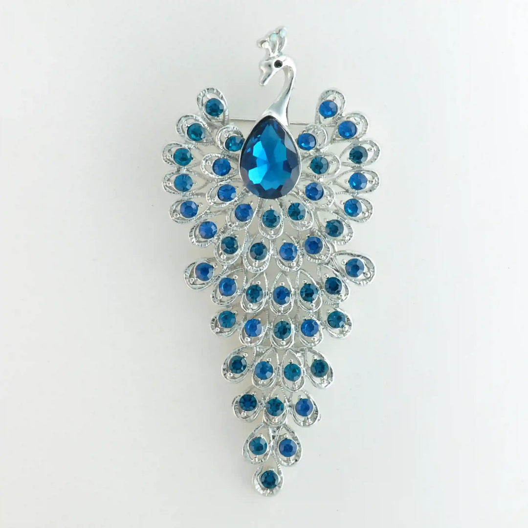 Jeweled Peacock Pin Brooch
