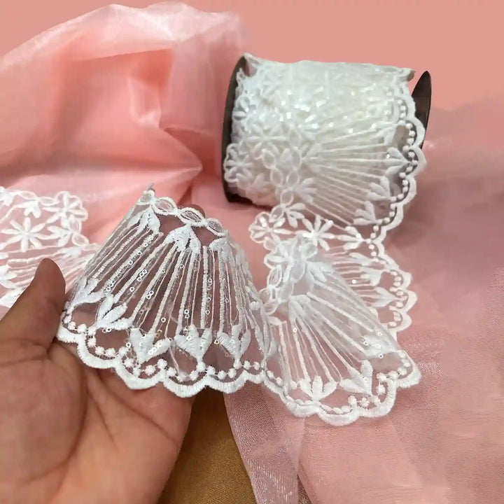 Floral Fan Pleated Lace | K-683