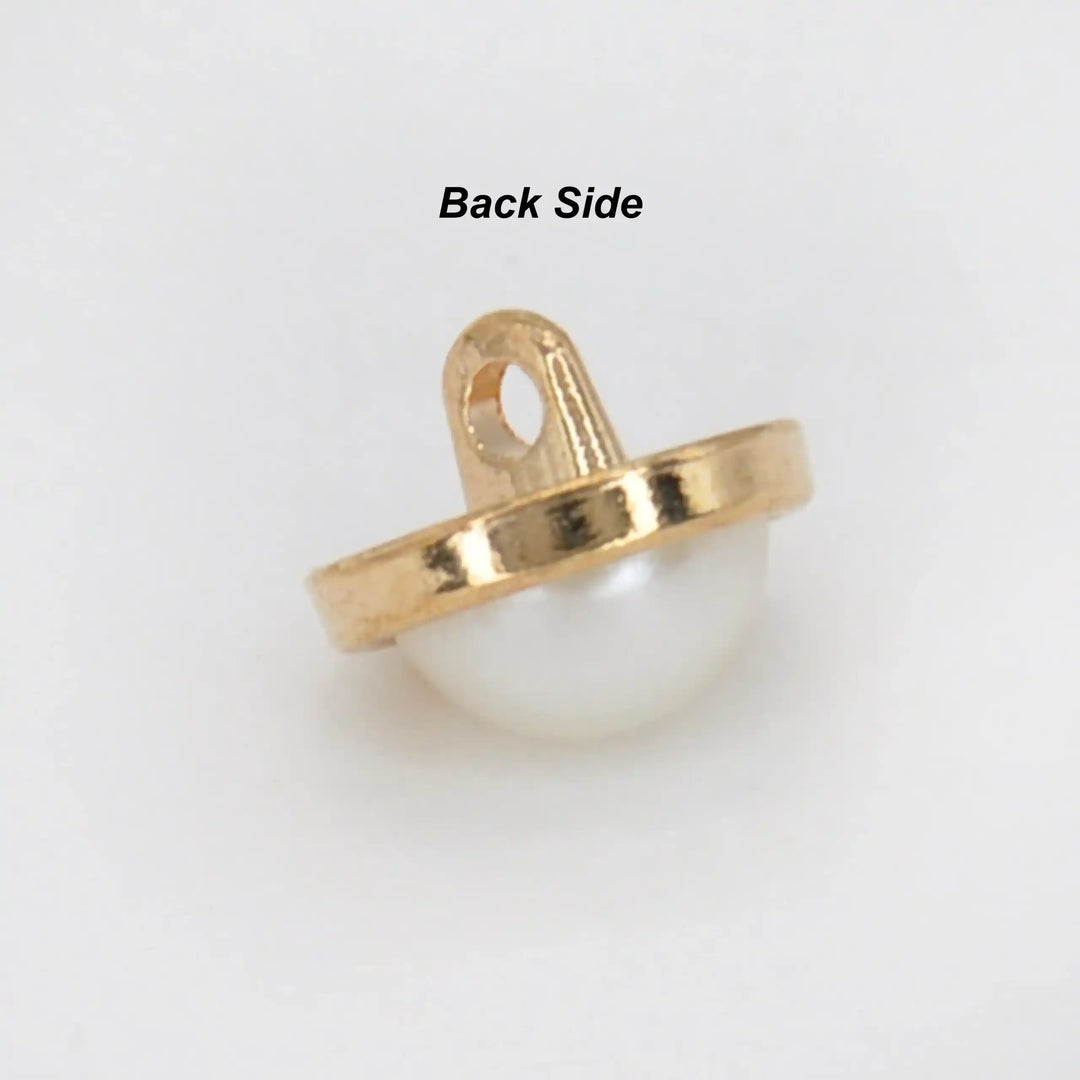 Pearl White Gold Rim Metal Button | 13mm (20L)