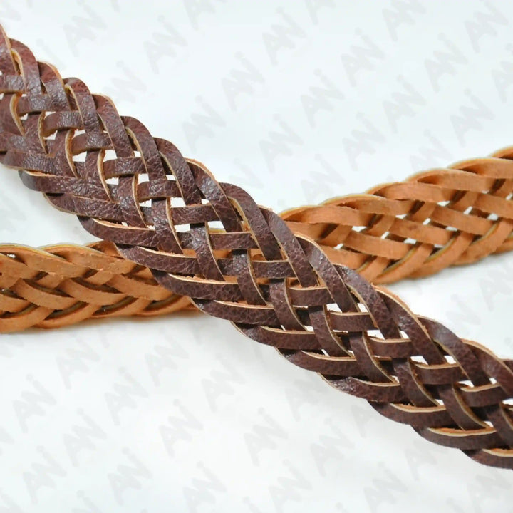 Tan Perforated Suede Dress Belt