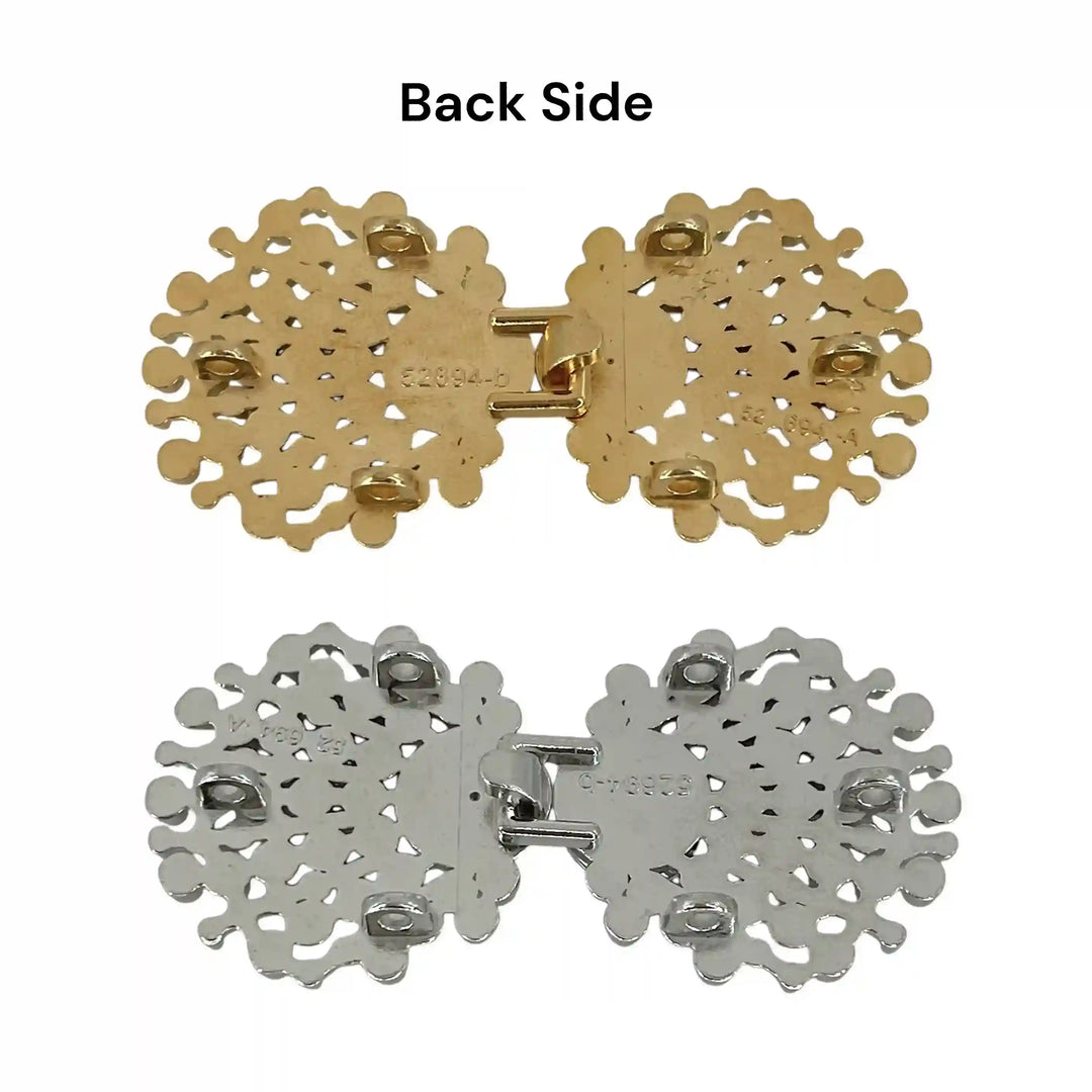 Ornate Lattice Bow Diamond Rhinestone Frog Closure Buttons