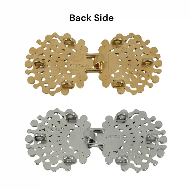 Ornate Lattice Bow Diamond Rhinestone Frog Closure Buttons