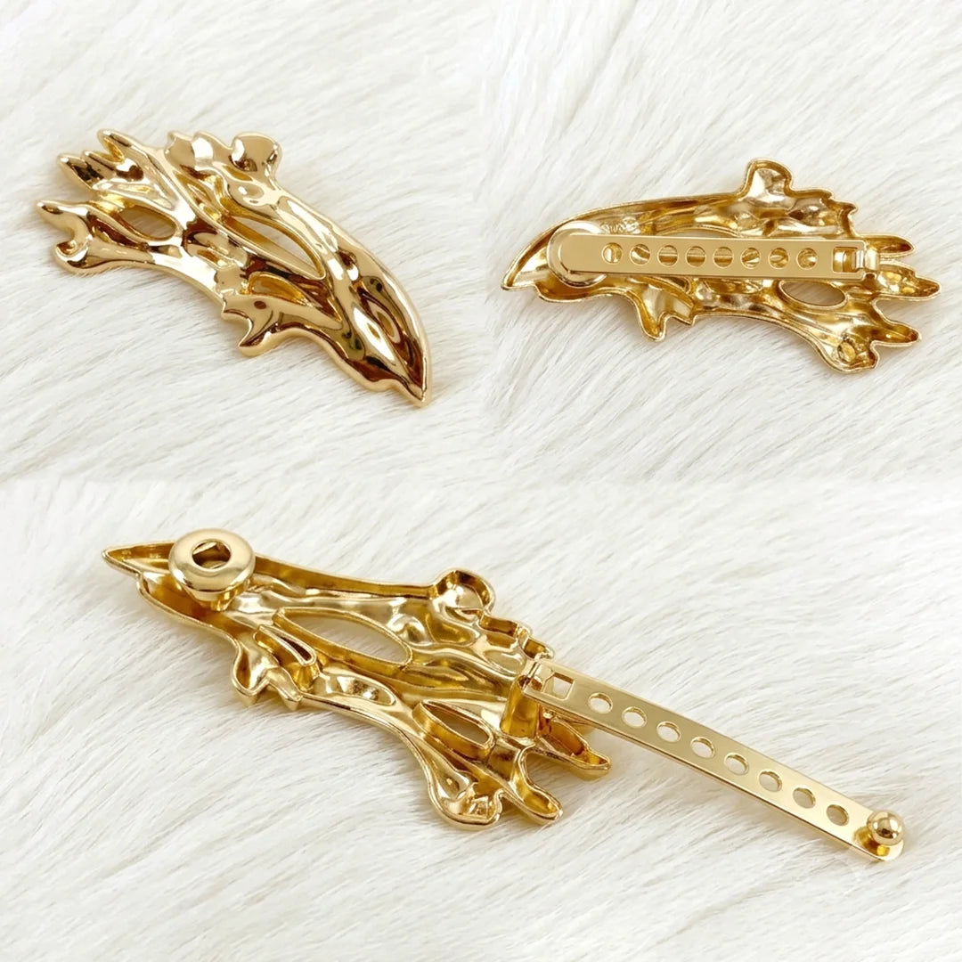 Coral Flame Ornate Sculptural Gold Buckle
