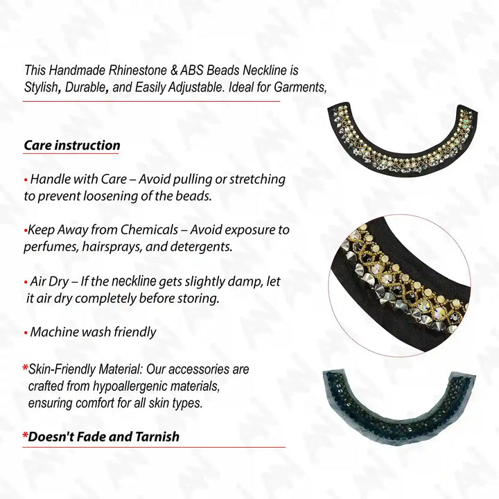 Shiny Beaded Round Neckline