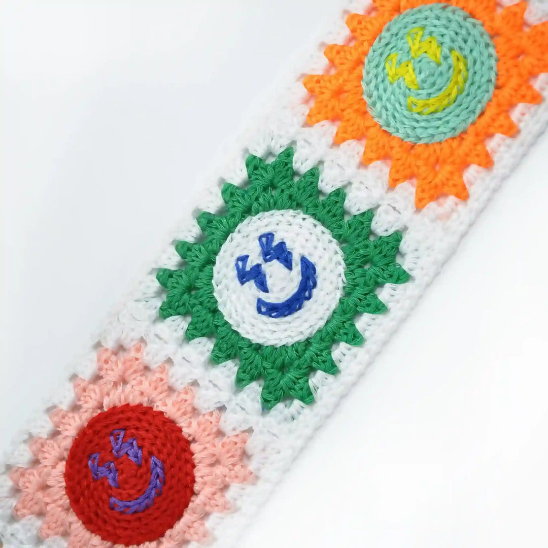 Multicolor Crocheted Granny Square Lace Trim