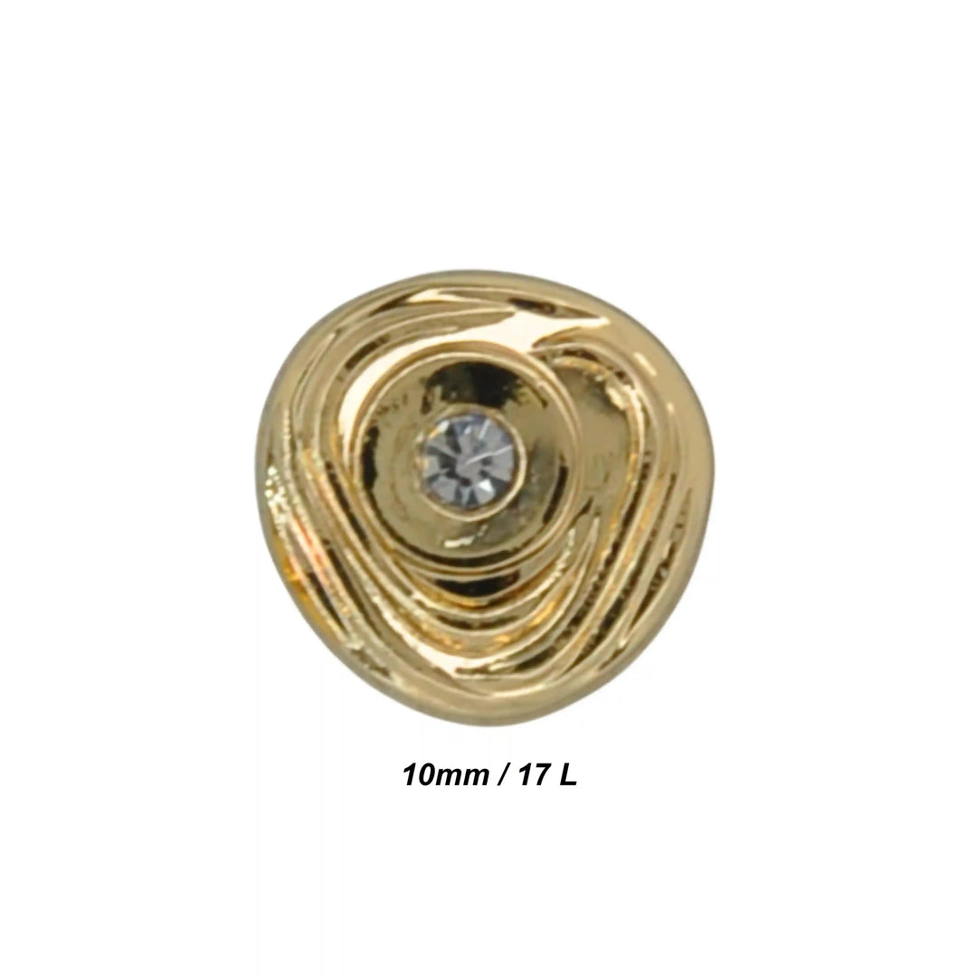 Concentric Wave Rhinestone 10mm Shirt Button
