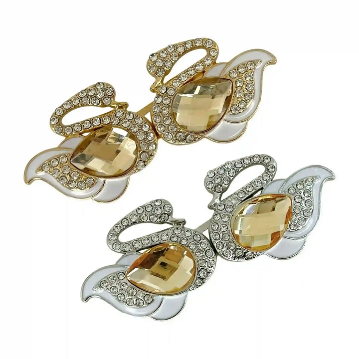Jeweled Majesty Swan Metal Frog Closure Buttons