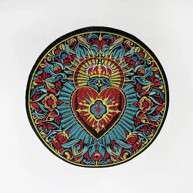 Royal Crowned Sacred Heart Mandala Hot Fix Patch
