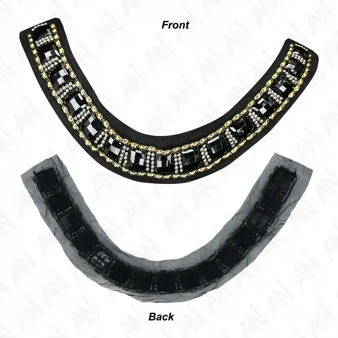 Black and Gold Crystal Round Neckline