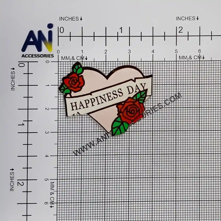Happiness Day Heart Brooch Pin