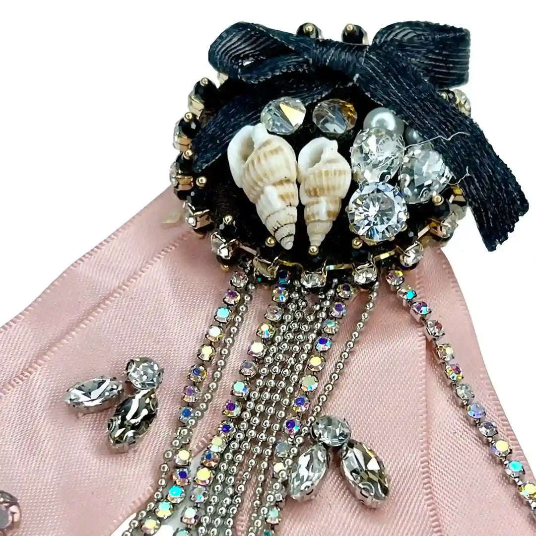 Sea Inspired Shell  and Crystal Brooch