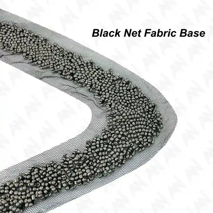 Silver Beaded V Neckline
