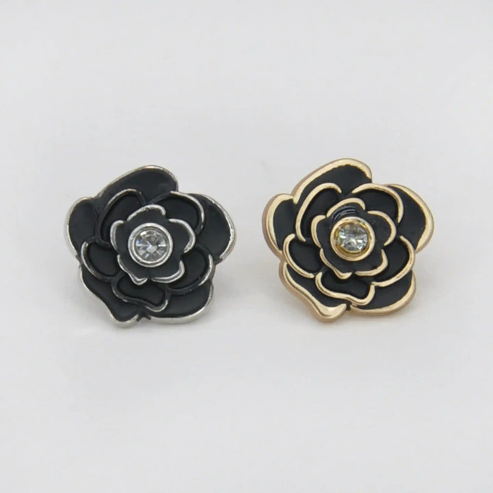Premium Black Rose Metal Button | 12mm (20L)