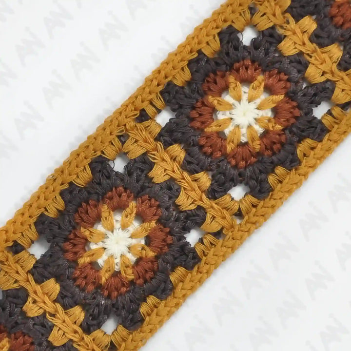 Crocheted Floral Motif Lace Trim | 2 Meter