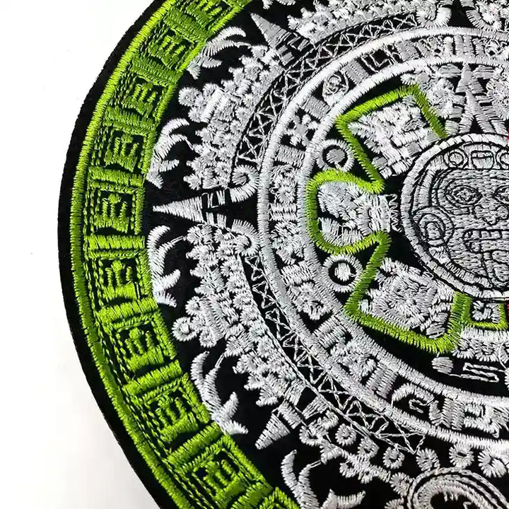 Tricolor Aztec Sun Stone Hot-Fix Patch