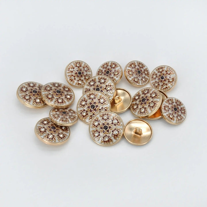 Heritage Floral Pattern Metal Buttons | 22mm(35L) & 18mm(28L)