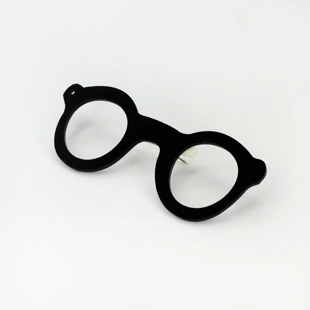 Round Glasses Frame Brooch Pin