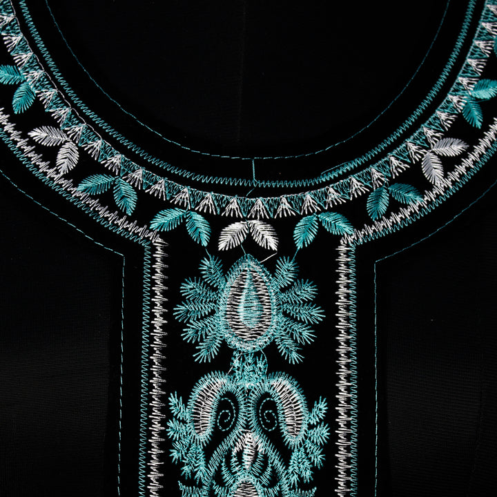 Teal and Silver Neckline Applique