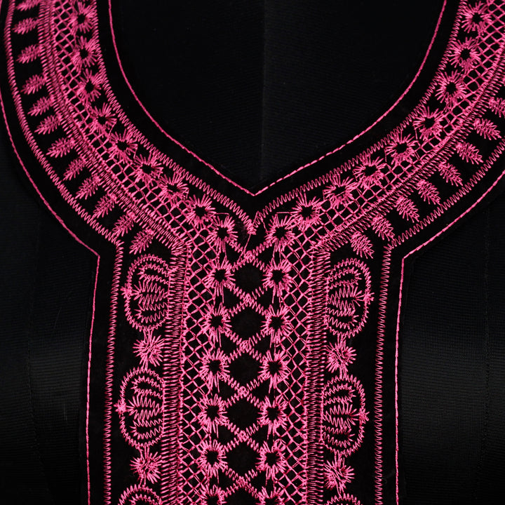 Pink and Black Contrast Neckline