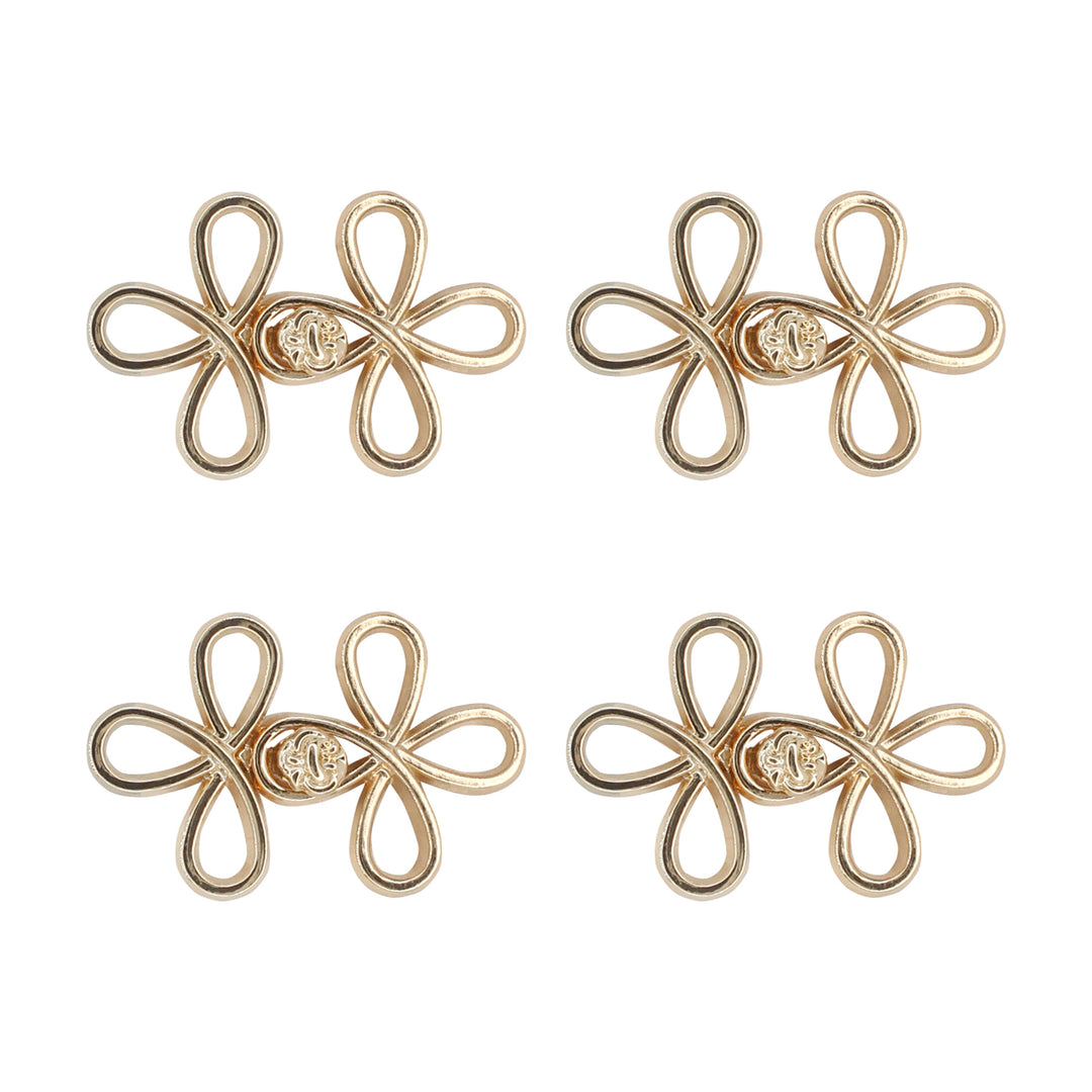 Four-leaf clover-shaped frog closure metal button