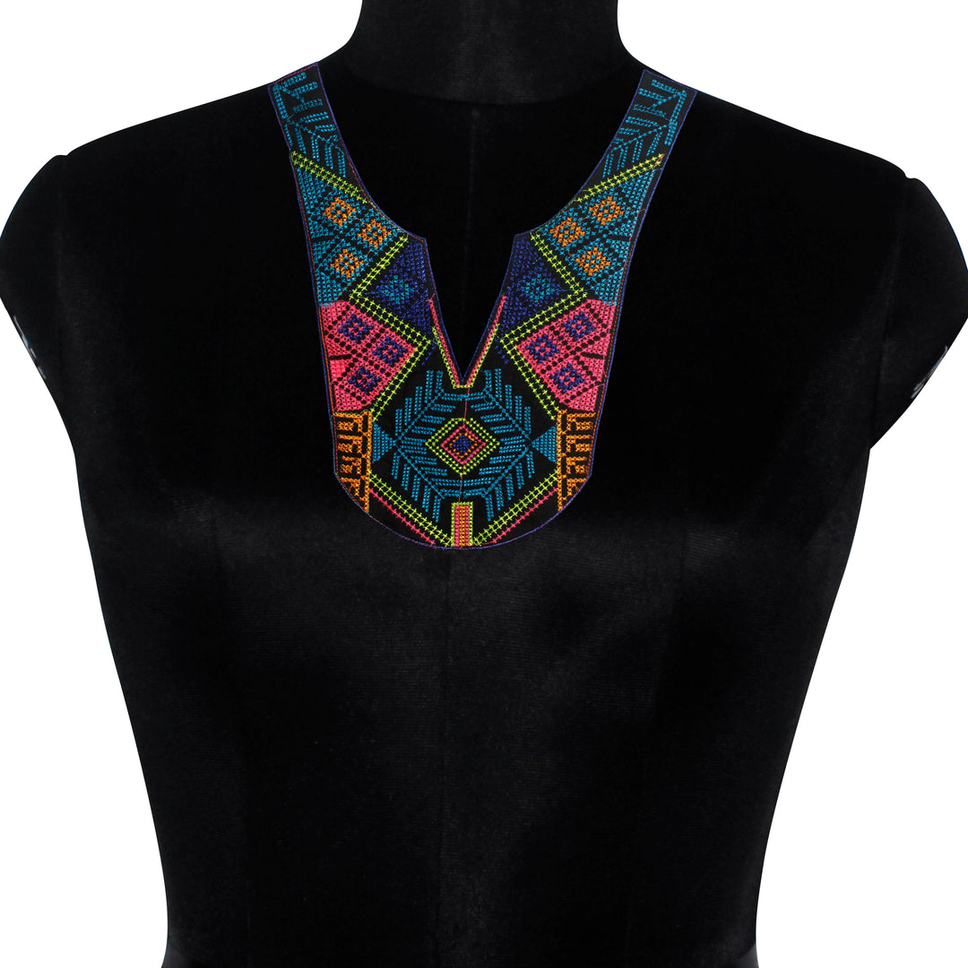 Opposing Hues Multicolor Neckline Yoke