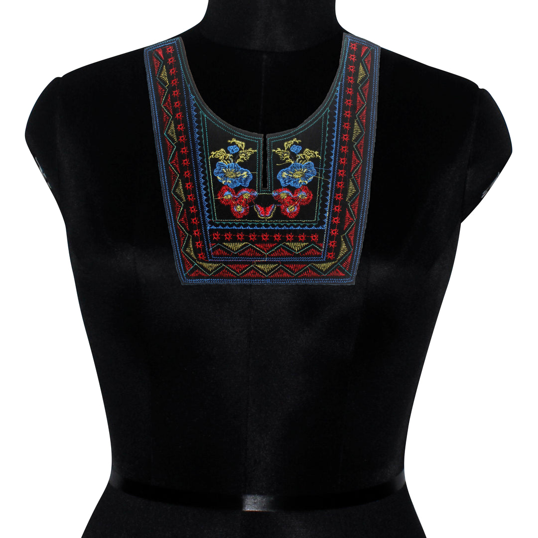 Multicolor Embroidered Neckline